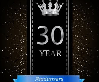 Anniversary Banner Shiny Crown Icon Elegant Black Design