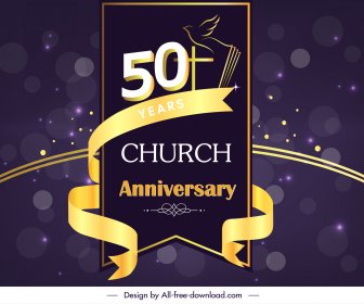 Anniversary Of A Club In Church Poster Template Elegant Ribbon Sketch Bokeh Light Decor