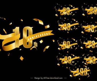 годовщина знак шаблоны динамических конфетти 3d номер ленты