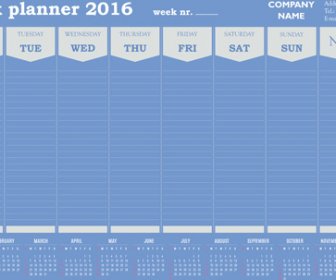年度 Planner16 日曆向量