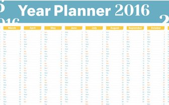 Yıllık Planner16 Takvim Vektörleri