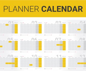 Tahunan Planner16 Kalender Vektor