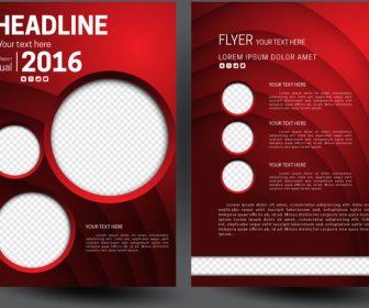 Laporan Tahunan Flyer Template 3d Latar Belakang Merah