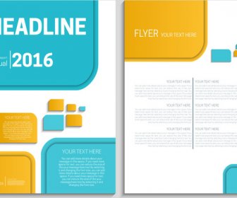 Annual Report Flyer Template With Bright Geometric Design