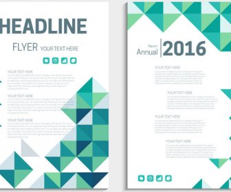 Annual Report Flyer Template With Delusion Triangles Background