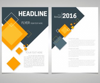 Annual Report Flyer Template With Lozenge Arrangement Design