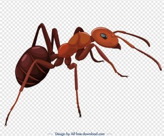 蚂蚁昆虫图标现代特写3D棕色素描