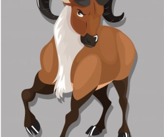 Antelope Icon Kartun Sketsa Wajah Emosional