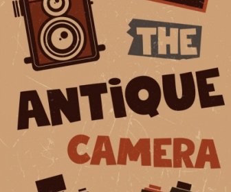 Antik Kamera Latar Belakang Coklat Retro Desain Flat