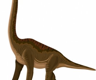 Apatosaurus Dinosaurus Ikon Coklat Sketsa Kartun Karakter