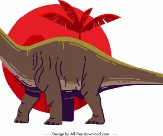 Apatosaurus Dinosauro Icona Colorato Schizzo Del Fumetto