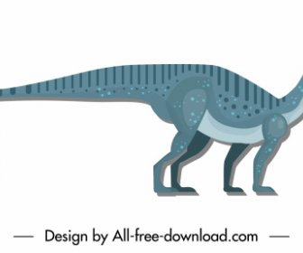 아파토사우루스 공룡 아이콘 컬러 플랫 클래식 스케치