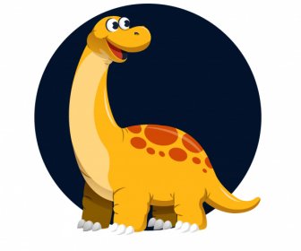 Apatosaurus Dinosaur Icon Cute Cartoon Character Design