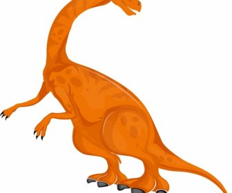 Apatosaurus Dinosaurus Ikon Kartun Lucu Desain