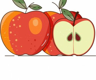 Apple Background Slice Decor Colored Classical Design