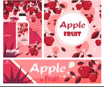 アップル フルーツ広告バナー クラシックな赤内装