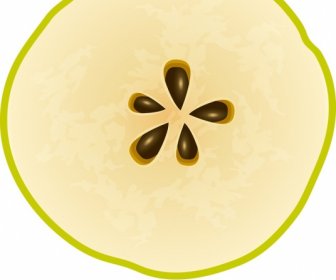 Apfelfrucht Ikone Flache Scheiben Horizontaler Schnitt Skizze