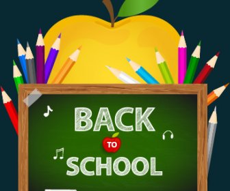 Apple dengan sekolah elemen latar belakang vektor