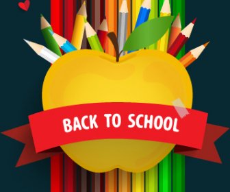 Apple dengan sekolah elemen latar belakang vektor