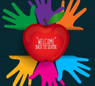 Apple dengan sekolah elemen latar belakang vektor