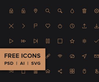 Uygulama Altın Anahat Icons Set