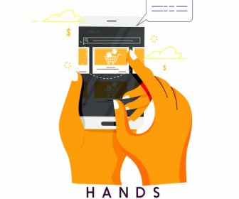Application Hands Icon Digital Device Sketch