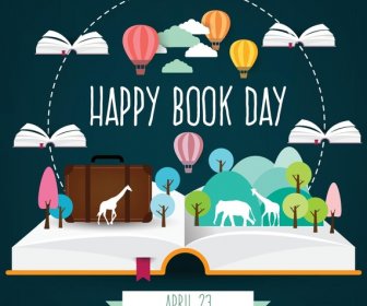 April-glücklich Buch-Tag-Vektor-design