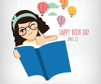 April Happy Book Day Vector Design