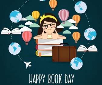 April Happy Book Day Vector Design