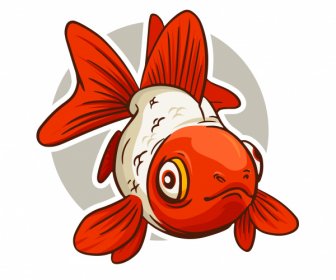 Ikon Ikan Akuarium Desain Klasik Berwarna Sketsa Digambar Tangan