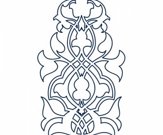 アラベスクイスラム装飾テンプレートエレガントなフラットブラックホワイト対称花柄形状アウトライン