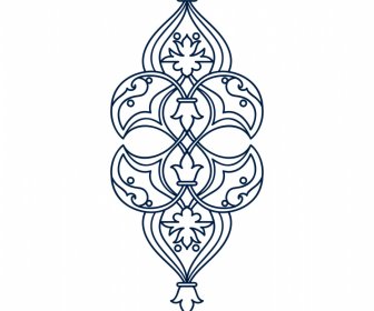 Arabic Islamic Art Template Elegant Black White Symmetric Floral Curves Outline
