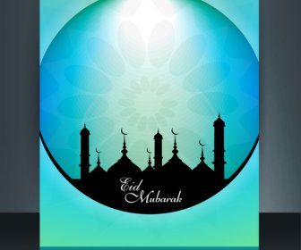 Arabic Islamic Calligraphy Beautiful Text Ramadan Kareem Brochure Template Wave Colorful Reflection Vector
