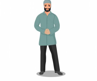 Arabic Muslim Man Icon Cartoon Character Design