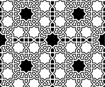 アラビアパターンテンプレートフラット白黒幾何学的な繰り返しスケッチ