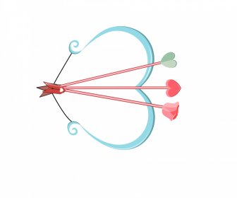 Elemen Desain Archer Valentine Bow Arrow Heart Rose Sketch