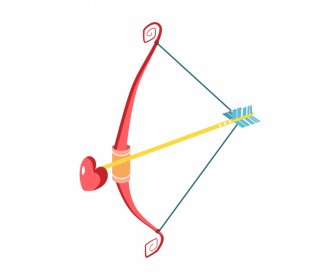 Archer Valentine Icon Dynamic Drawing Bow Arrow Heart Sketch