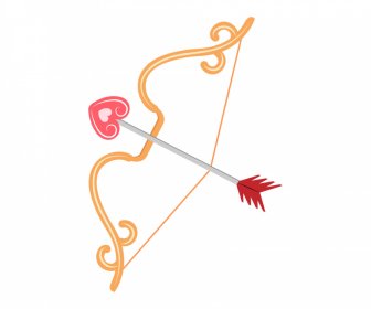 Archer Valentine Icon Symmetric Bow Arrow Heart Sketch