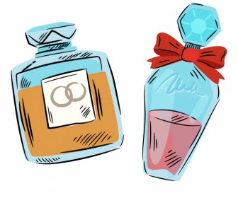 Perfume Aristocrático Para Mulheres Em Paris Estilo Elementos De Design Plano Clássico Desenhado à Mão Esboço