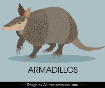 Armadillos Animal Icon Colored Handdrawn Sketch