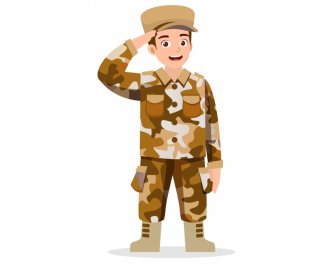 Esboço Do Personagem Dos Desenhos Animados Do Capitão Do Exército Do Capitão Do Exército