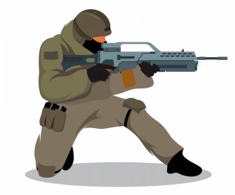 army soldier icon flat cartoon sketch