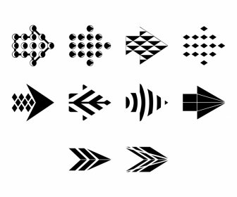 Arrow Icon Sets Collection Flat Black White Geometric Outline