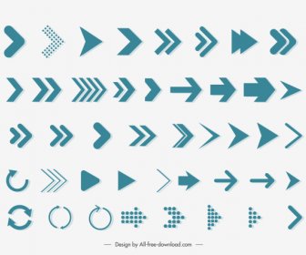 Arrow Signes Icons Collection Flat Shapes Sketch