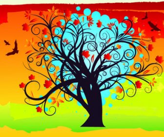 Art Autumn Tree Creative Background Vector