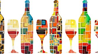فن المتجهات خلفية زجاجة النبيذ