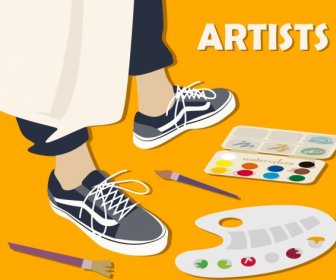 아티스트 작품 배경 브러시 인간의 다리 페인트 아이콘