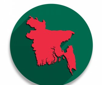 Desain Artistik Pada Bendera Bangladesh Dan Peta Sketsa Lingkaran Hijau Merah Datar