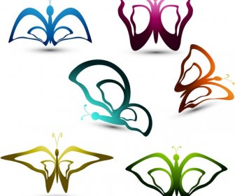 Gaya Artistik Multicolor Kupu-kupu Berwarna-warni Desain Vektor