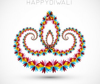 Artistik Dengan Dekorasi Berwarna-warni Bunga Untuk Diwali Festival Perayaan Desain Vektor